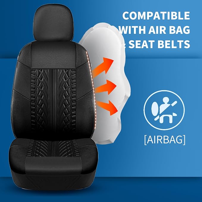 Universal Fabric Seat Covers — Full Set — Black