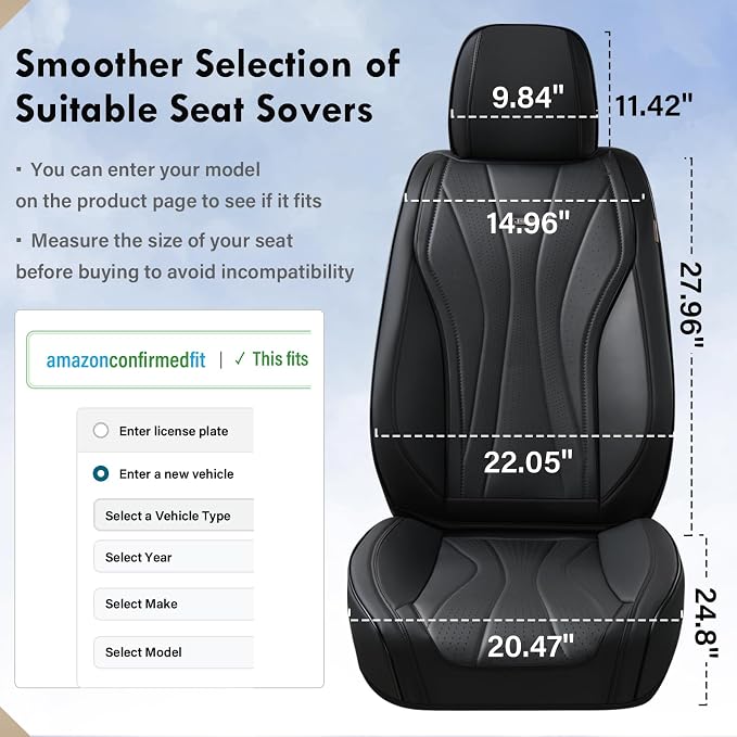 Universal Faux Leather Seat Covers — Full Set — Black