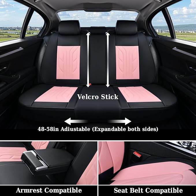 Universal Seat Covers — Full Set — Black / Pink