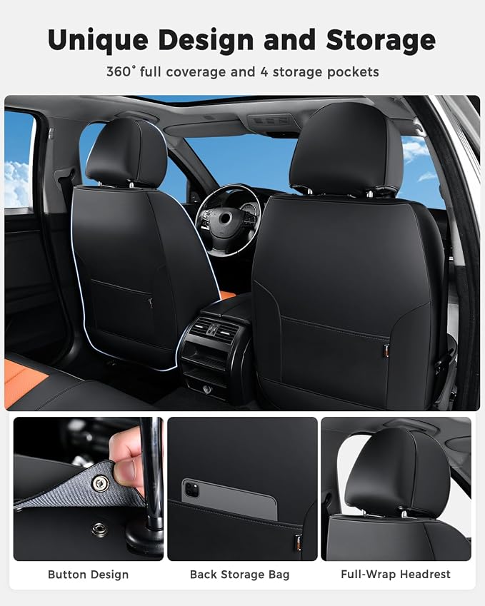 Universal Seat Covers — Front Seat — Black / Orange