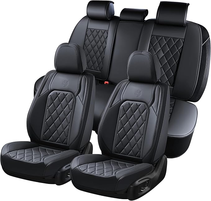 Universal Faux Leather Seat Covers — Full Set — Black