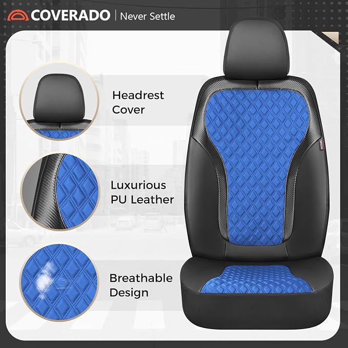 Universal Seat Covers — Full Set — Black / Blue