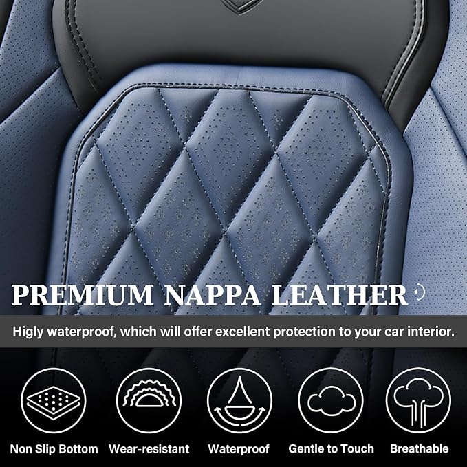 Universal Faux Leather Seat Covers — Front Seat — Black / Blue