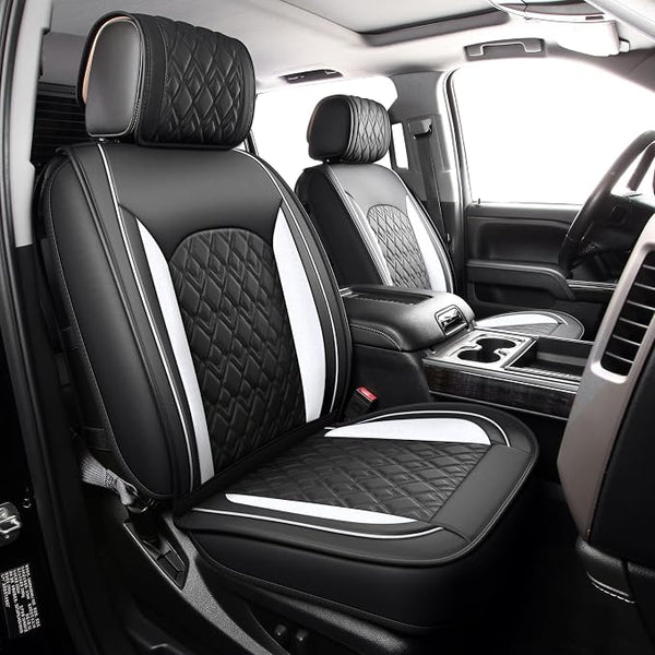 Seat Covers for Chevrolet Silverado / GMC Sierra — Full Set — Black / White