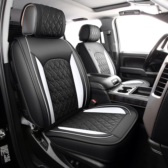 Seat Covers for Chevrolet Silverado / GMC Sierra — Full Set — Black / White