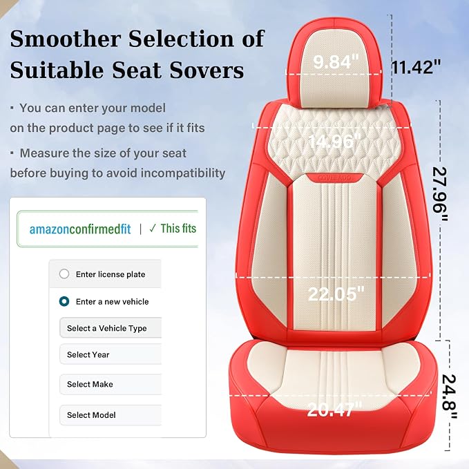 Universal Seat Covers — Full Set — Red / White