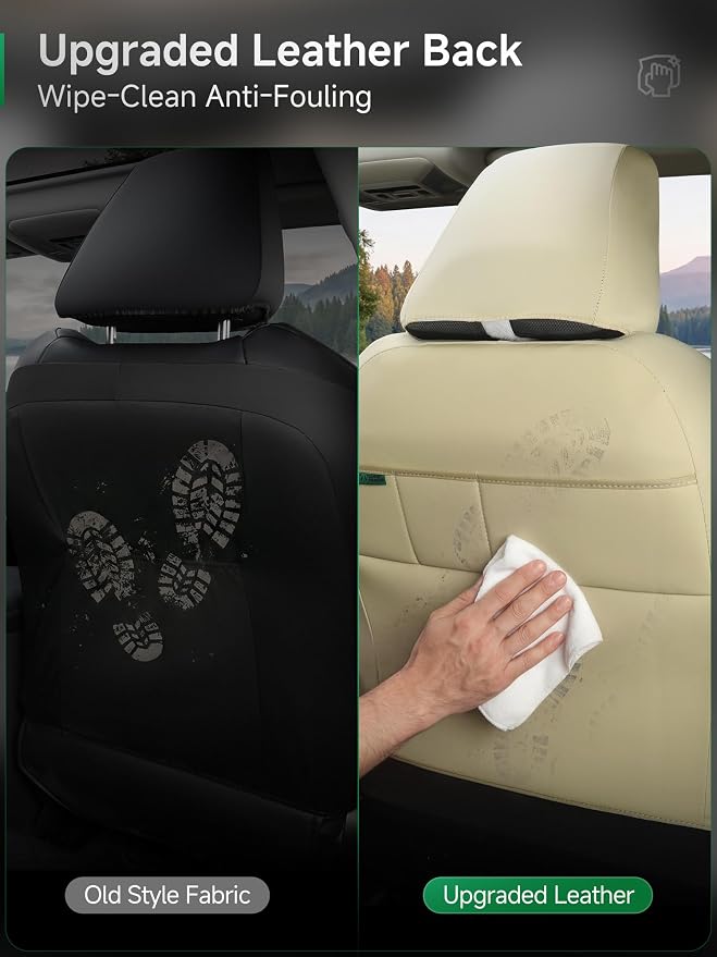 Faux Leather Seat Covers for Multiple Vehicles — Front Seat — Beige