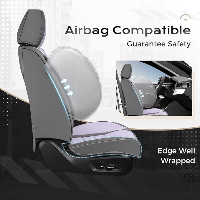 Universal Seat Covers — Full Set — Gray / Purple