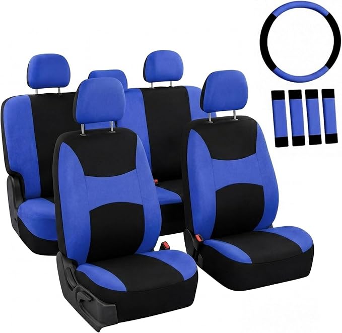 Universal Fabric Seat Covers — Full Set — Blue