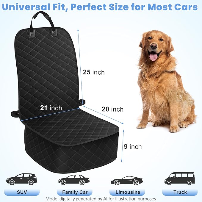Pet Car Seat Protector — Front Seat — Black