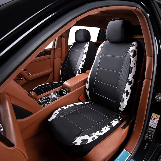 Faux Leather Car Seat Covers — Front Seat — Black