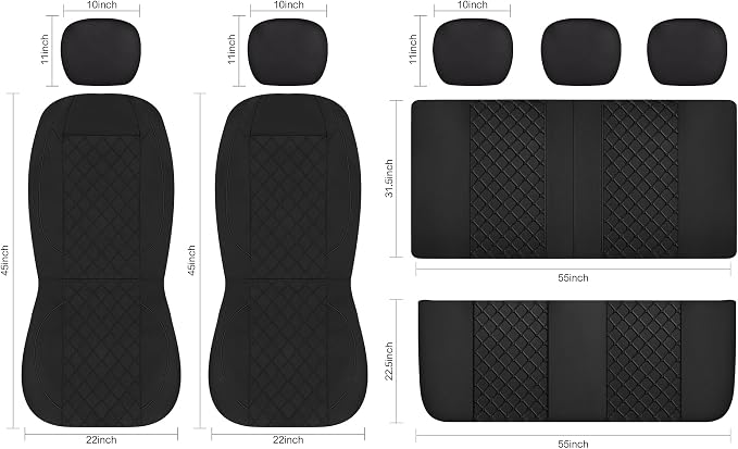 Fabric Car Seat Covers — Front Seat — Black