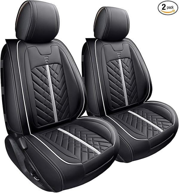 Faux Leather Seat Covers for Toyota Tacoma — Front Seat — Black / White