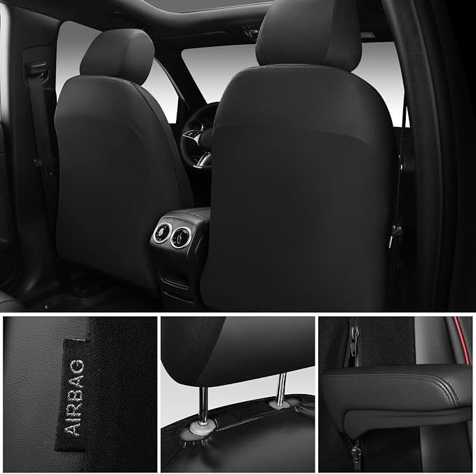 Universal Faux Leather Seat Covers — Front Seat — Black / Red