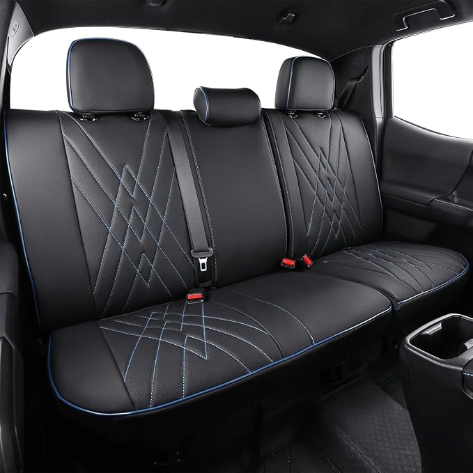 Faux Leather Seat Covers for Toyota Tacoma — Full Set — Black / Blue