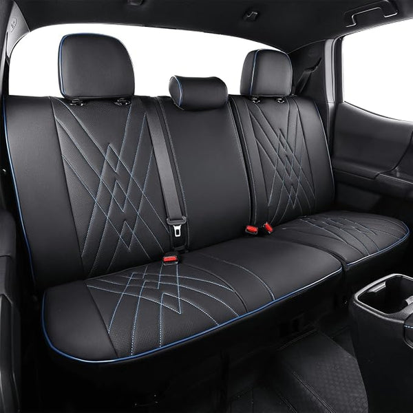 Faux Leather Seat Covers for Toyota Tacoma — Rear Seat — Black / Blue