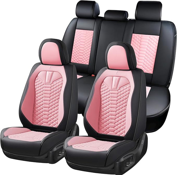 Universal Seat Covers — Full Set — Black / Pink