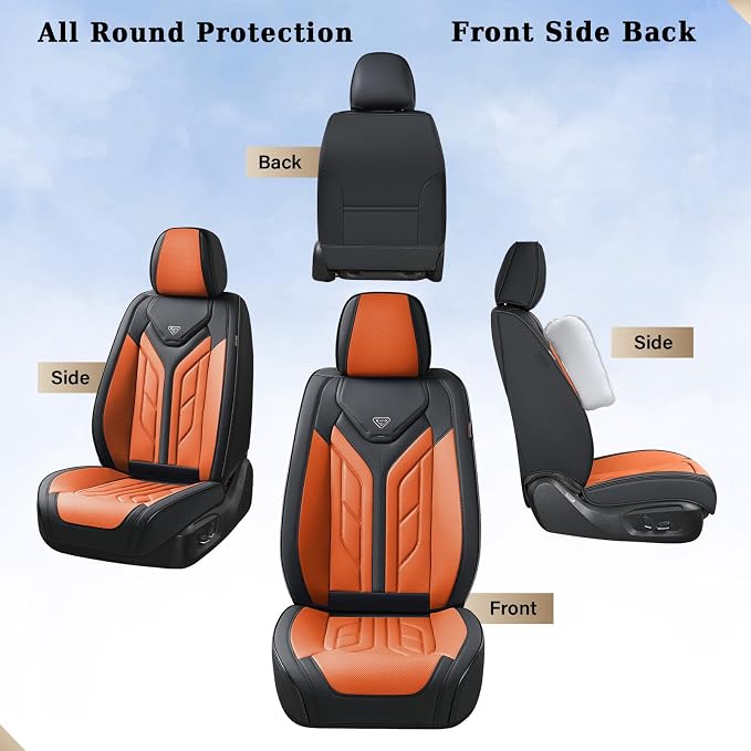 Universal Seat Covers — Front Seat — Black / Orange