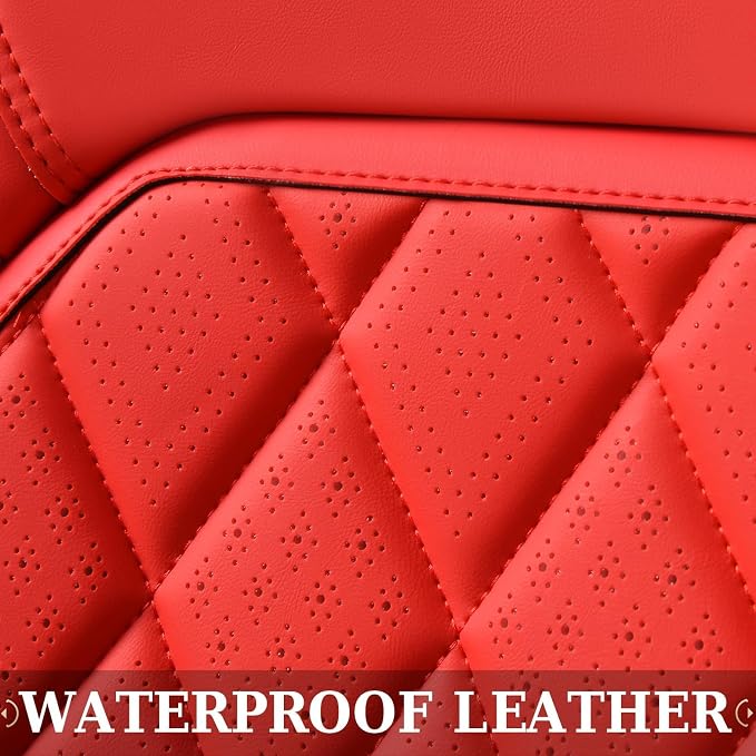 Universal Faux Leather Seat Covers — Front Seat — Red