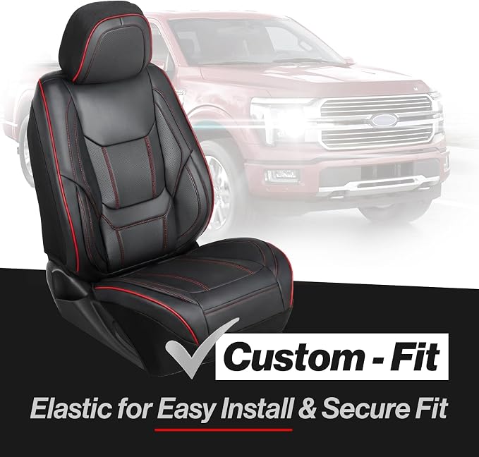 Seat Covers for Ford F-150 — Front Seat — Black / Red