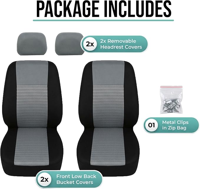 Universal Seat Covers — Front Seat — Gray