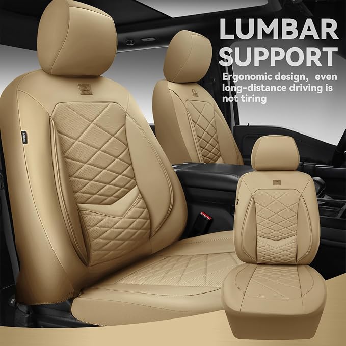 Universal Faux Leather Seat Covers — Full Set — Beige