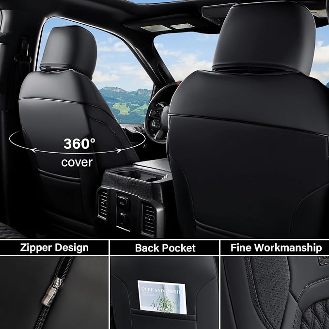Faux Leather Seat Covers for Chevrolet Silverado / GMC Sierra — Full Set — Black