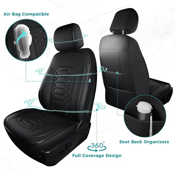 Faux Leather Seat Covers for Multiple Vehicles — Front Seat