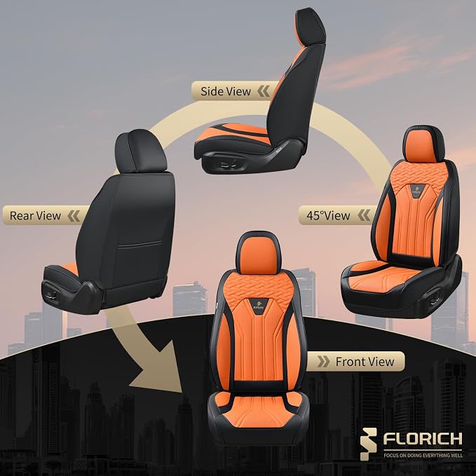 Universal Seat Covers — Front Seat — Black / Orange