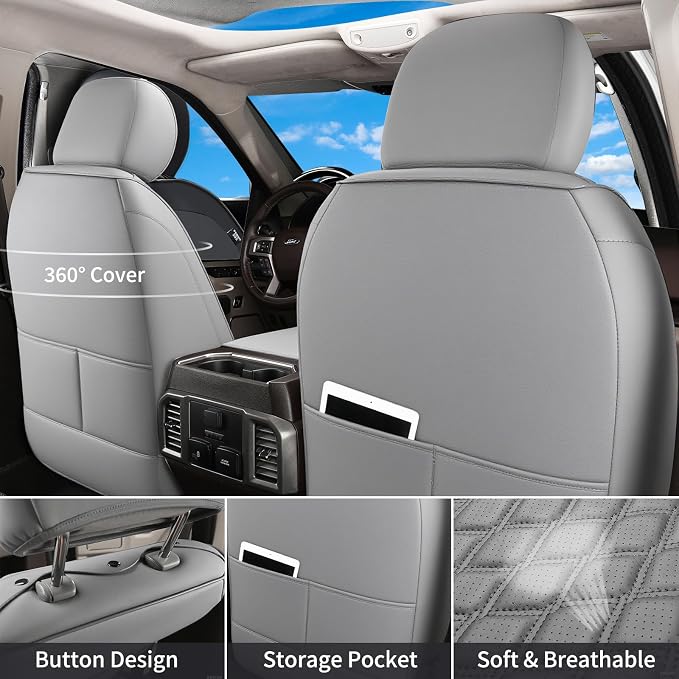 Seat Covers for Multiple Vehicles — Full Set — Gray