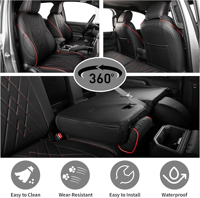 Seat Covers for Toyota Tacoma — Full Set — Black / Red