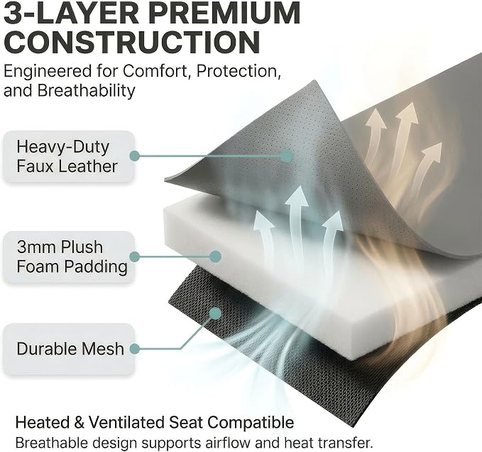 Universal Faux Leather Seat Covers — Full Set — Gray