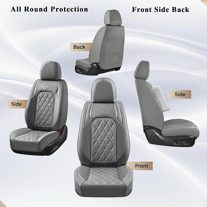 Universal Faux Leather Seat Covers — Front Seat — Gray