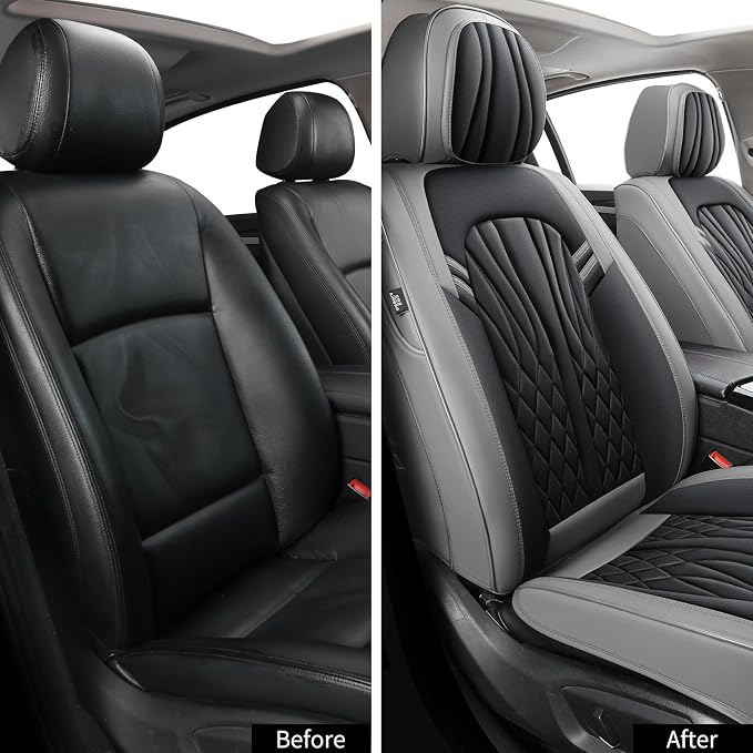 Universal Faux Leather Seat Covers — Gray / Black