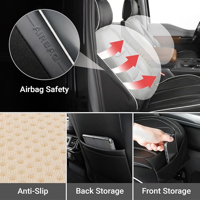 Seat Covers for Ford F-150 — Front Seat — Black / White