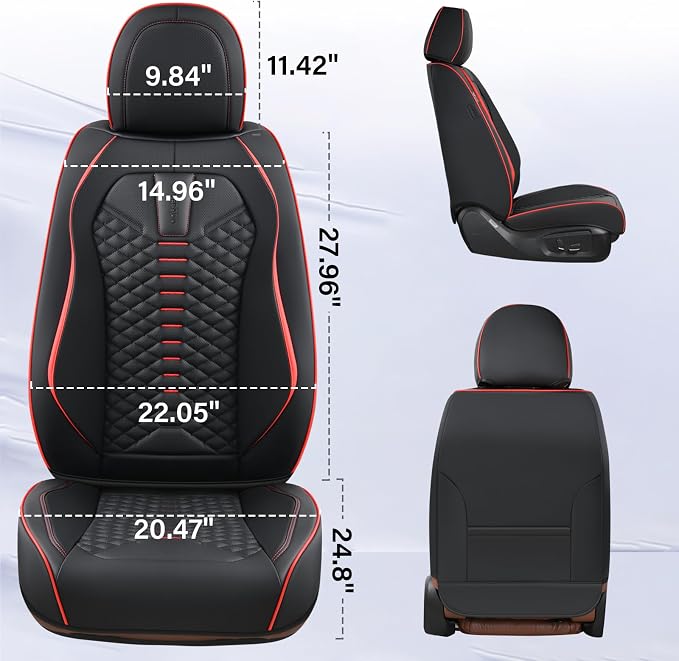 Universal Seat Covers — Full Set — Black / Red