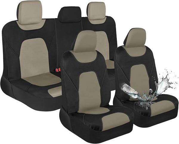 Universal Seat Covers — Full Set — Black / Beige