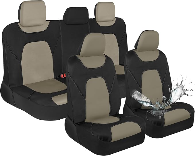 Universal Seat Covers — Full Set — Black / Beige