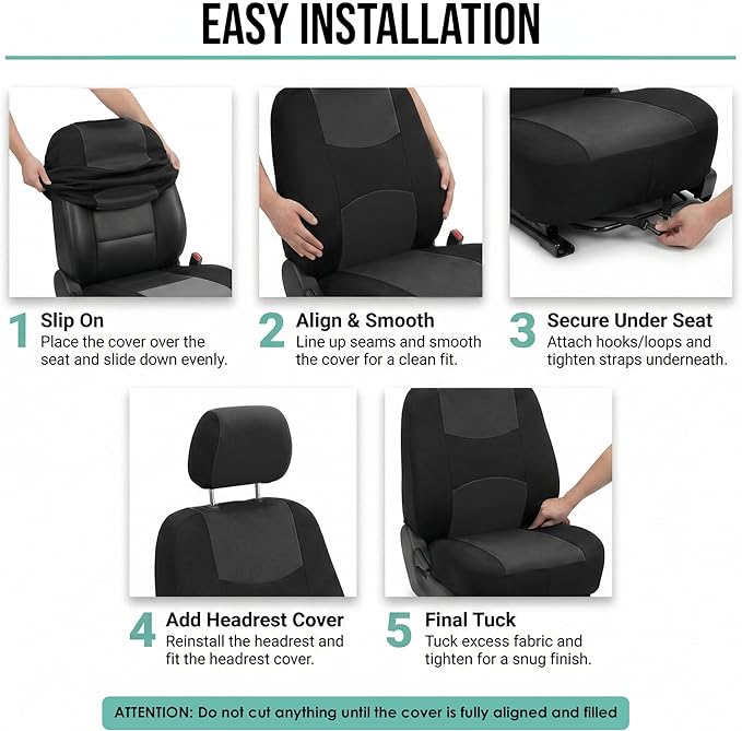 Universal Fabric Seat Covers — Full Set — Black