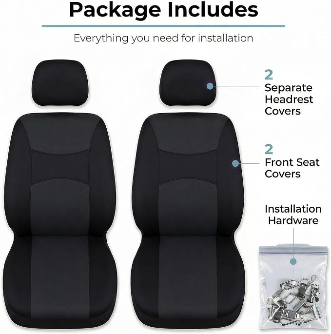 Universal Fabric Seat Covers — Front Seat — Black