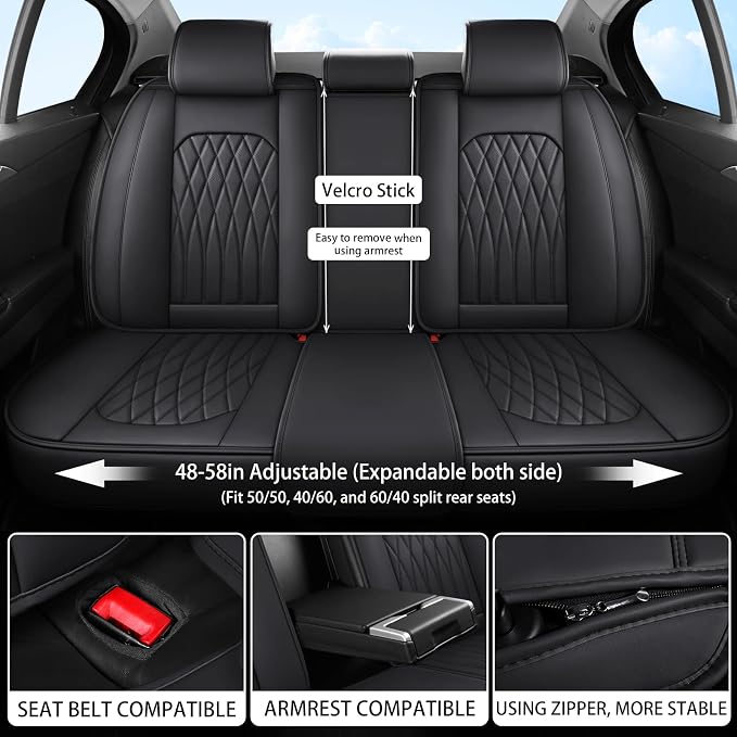 Universal Faux Leather Seat Covers — Full Set — Black