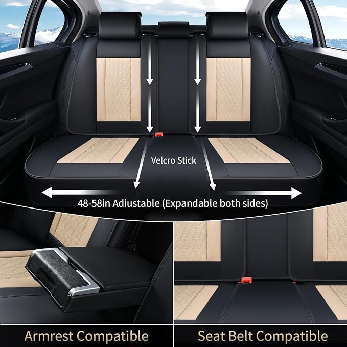 Universal Seat Covers — Full Set — Black / Beige