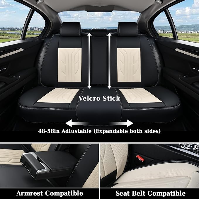 Universal Seat Covers — Front Seat — Black / Beige