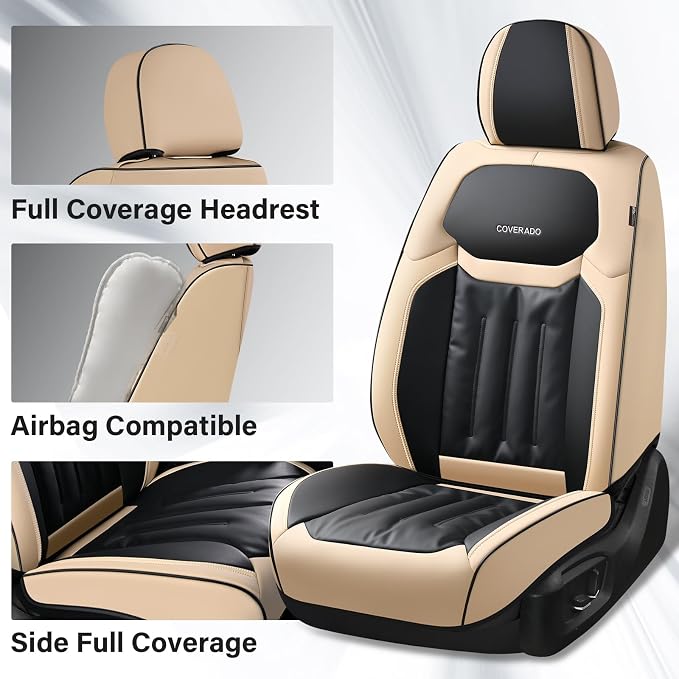 Universal Seat Covers — Front Seat — Beige / Black