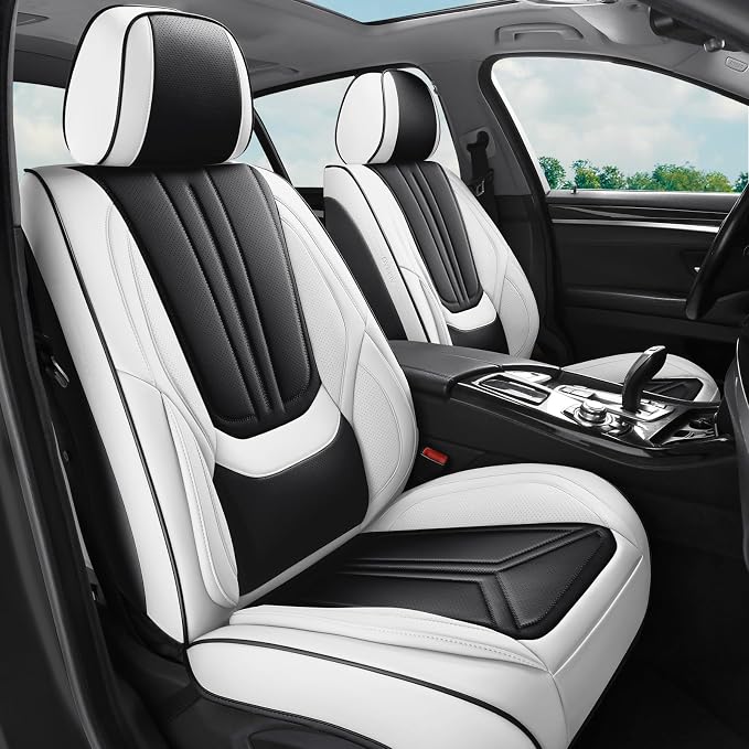 Universal Seat Covers — Full Set — White / Black
