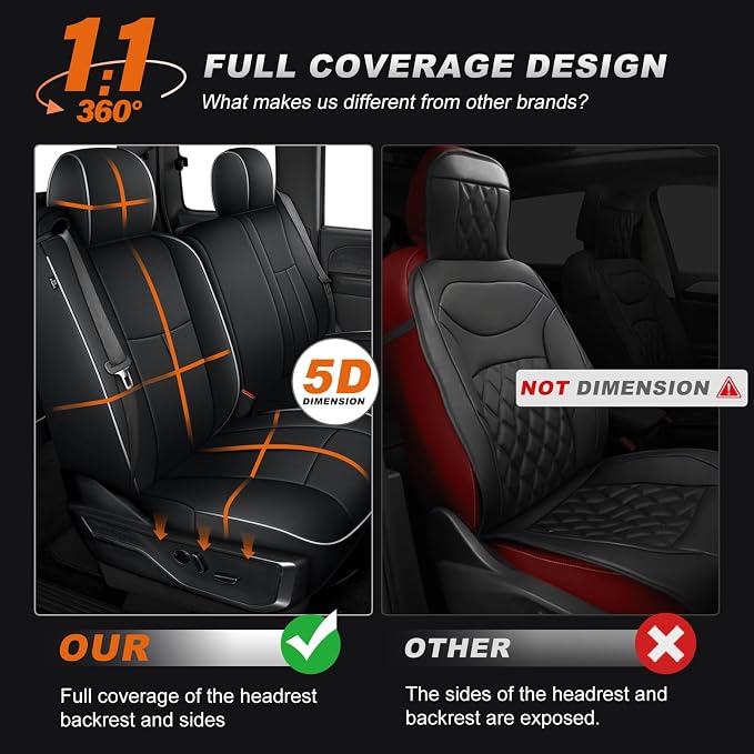 Seat Covers for Chevrolet Silverado / GMC Sierra — Full Set — Black / White
