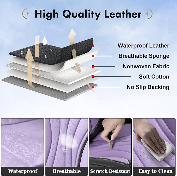 Universal Seat Covers — Front Seat — Gray / Purple