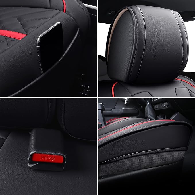 Seat Covers for Toyota Tacoma — Full Set — Black / Red