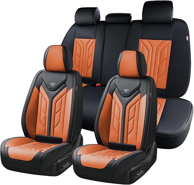 Universal Seat Covers — Full Set — Black / Orange