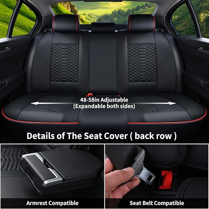 Universal Seat Covers — Full Set — Black / Red